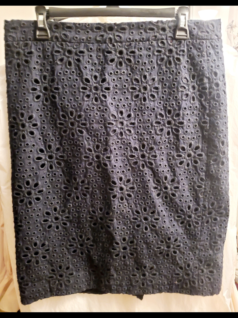 J. Crew Navy Eyelet Floral Pencil Skirt